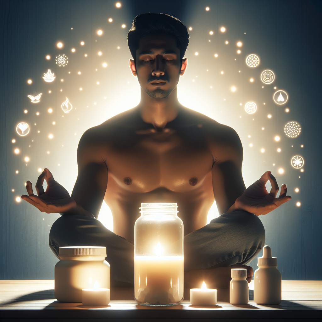 저녁 시간 건강 루틴을 실천하며 명상하는 사람의 모습