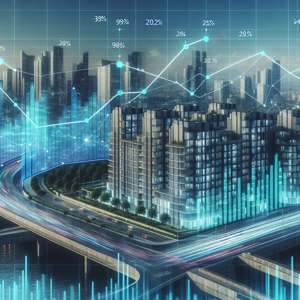2026년 아파트 정부 정책과 가격 변동을 나타내는 현대 아파트 단지와 데이터 그래프 이미지